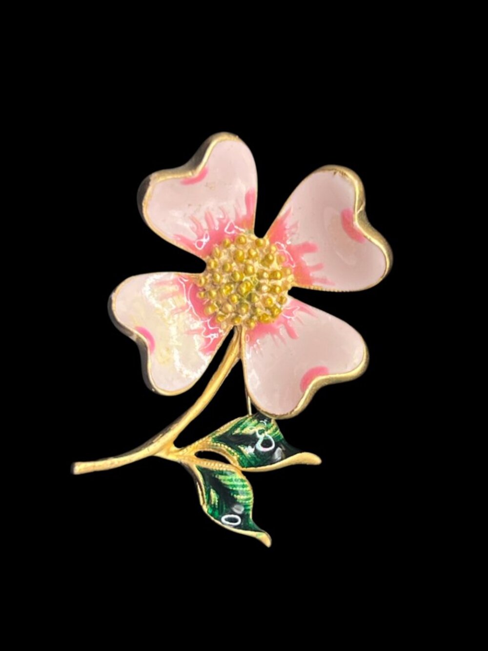 Museum Reproductions Pink and Gold Enamel Dogwood Flower Brooch